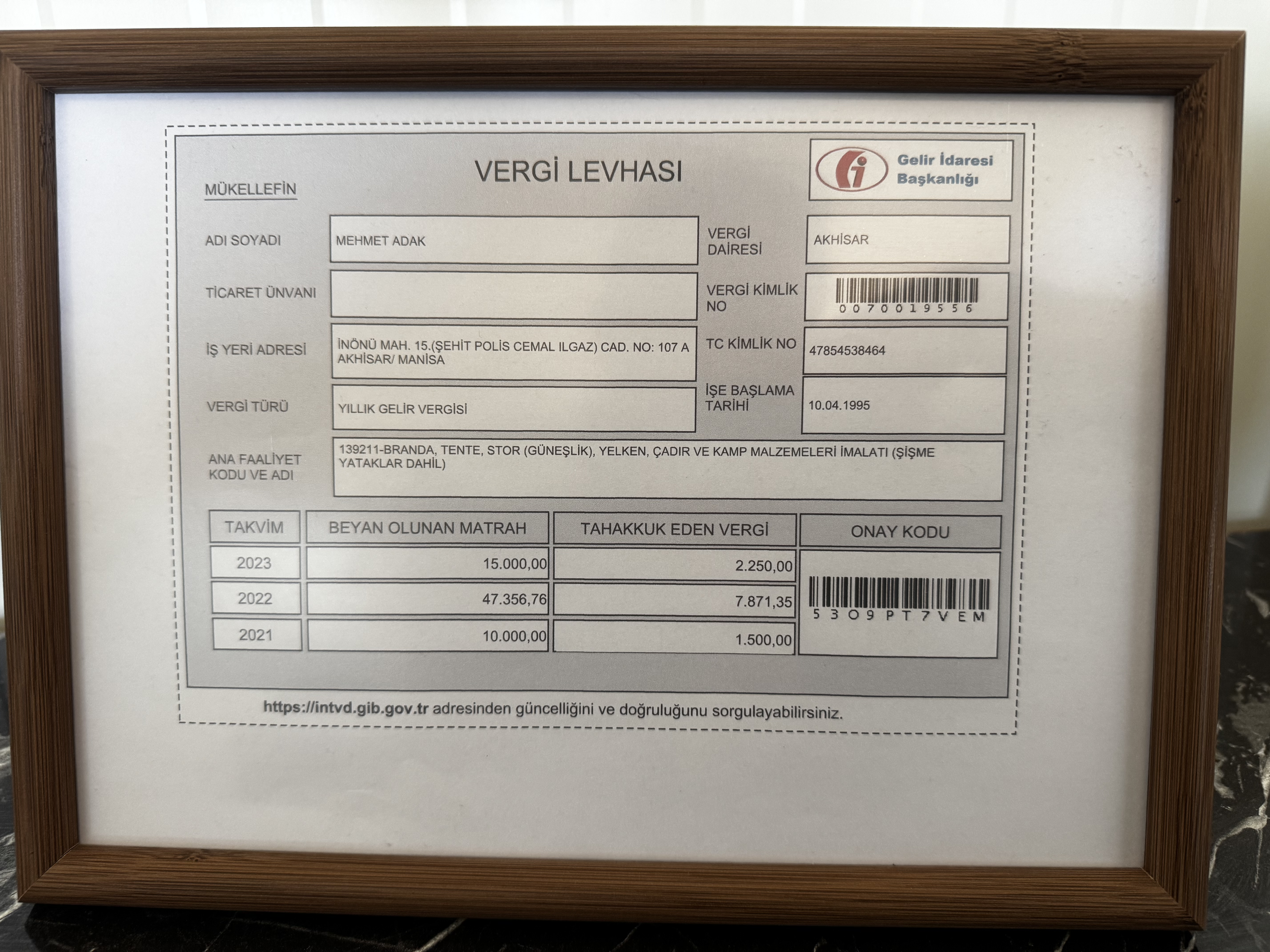 Adak Nakliyat Belge 2